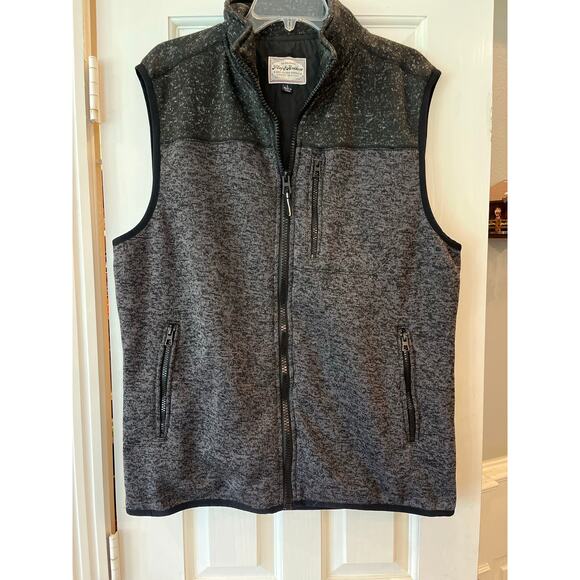 Hiking Vest Men Large Full Zip Knit Black Aztec Cowboy Western Outdoor Camping - Picture 1 of 8